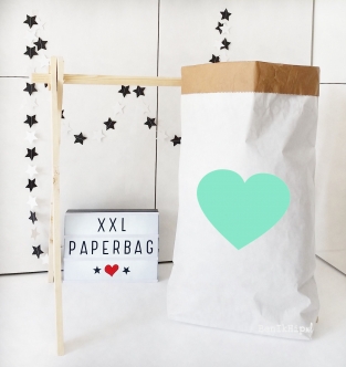 Paperbag XXL mintgroen hart